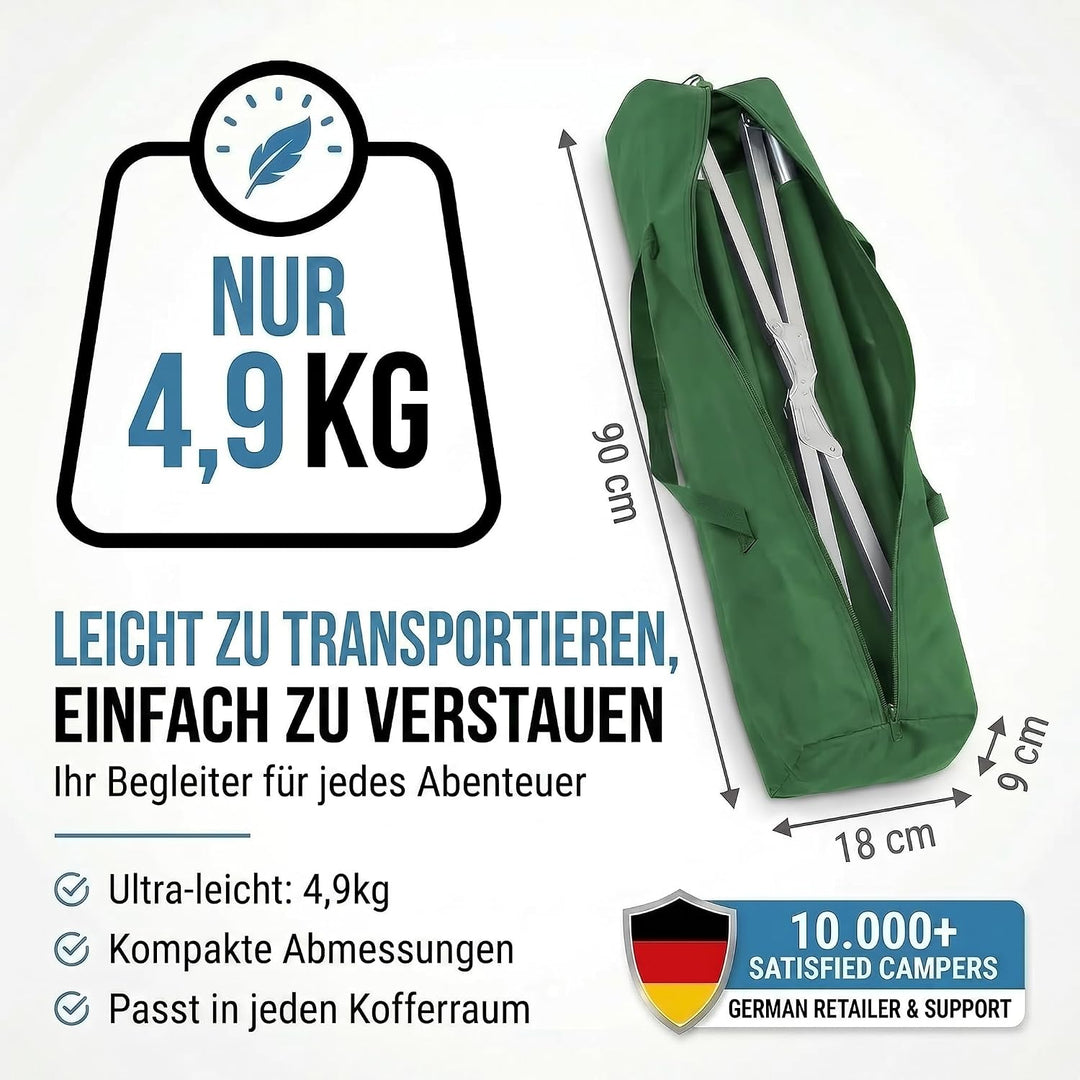 GOODS+GADGETS Faltbares Army Feldbett aus Aluminium - klappbares Campingbett & Gästebett Grün, Grün