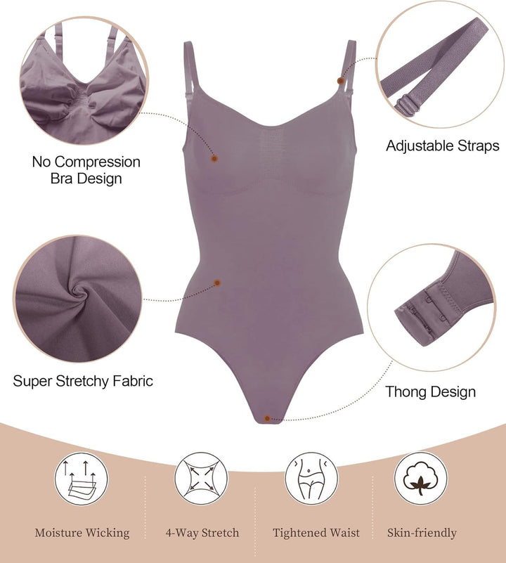 SHAPERX Shapewear Damen Bauchweg Bodysuit Formender Body Shaper Sculpting Tanga mit Verstellbarer Sc