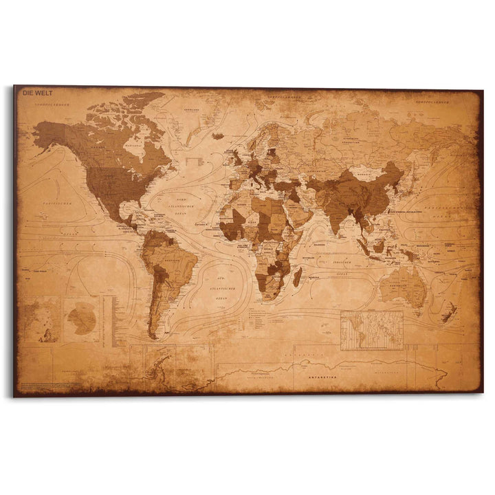REINDERS Weltkarte - antik - Wandbild 90 x 60 cm