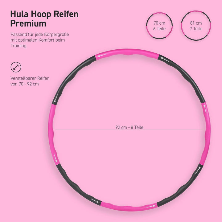 MSPORTS Hula Hoop Reifen Premium mit Schaumstoff und grössenverstellbar, Fitness Hula Hoop zur Gewic