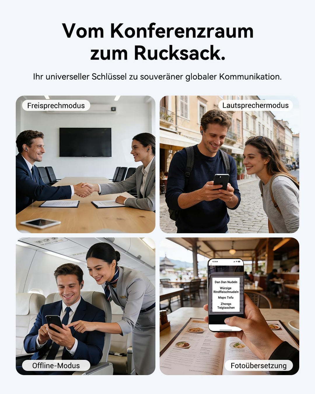 Wooask M3 AI Kopfhörer Übersetzer, 3-in-1 Übersetzungskopfhörer Echtzeit mit 144 Sprachen, 48H Bluet