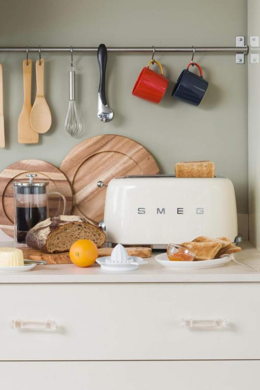 Smeg TSF02CREU Toaster 4 Scheiben, Creme, Creme