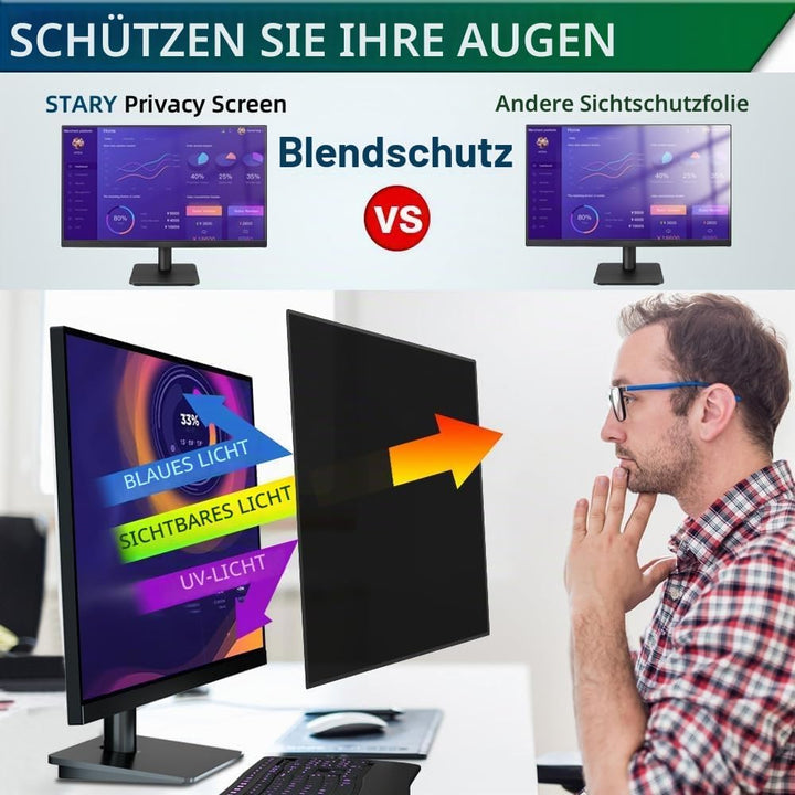 STARY Blickschutzfolie für 24 Zoll 16:9 Ultra-Slim Bezel Monitor Selbstklebend Abnehmbar ohne Rückst