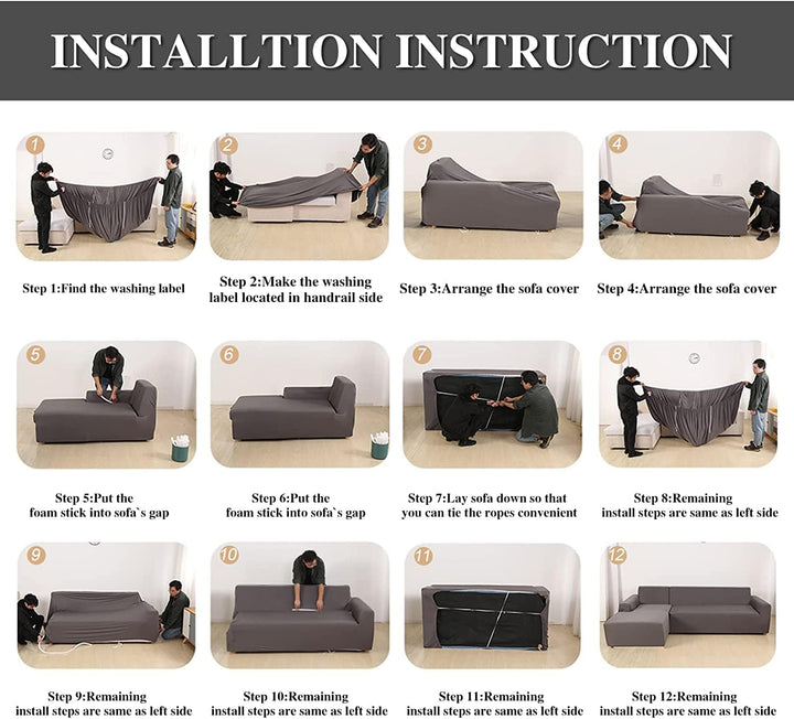 Jaotto Sofa Überwürfe Sofabezug Elastische Spandex Stretch Sofabezüge Couchbezug für L-Form Sofa Uni