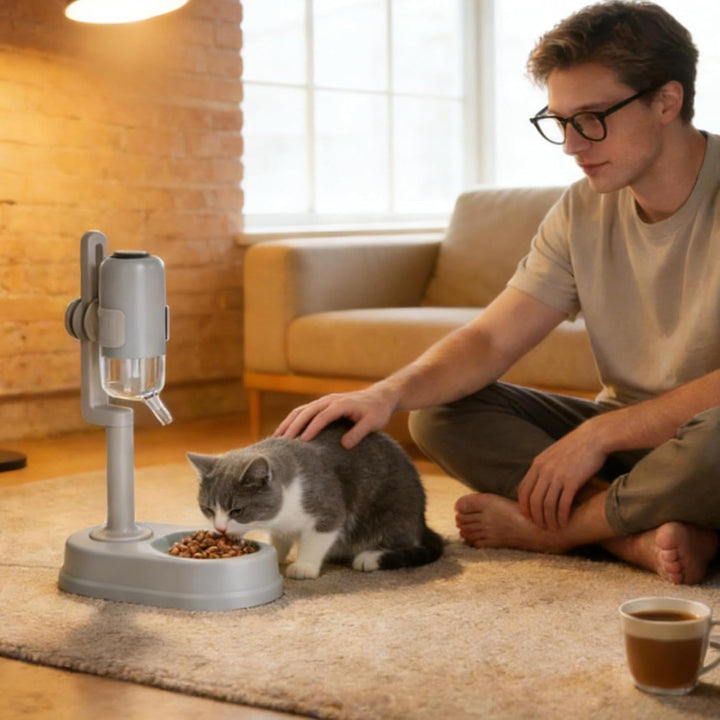 Automatischer Wasserspender Für Katzen - Anti-Tropf Flasche,750ml Stehender Tropfsicherer Hundenapf