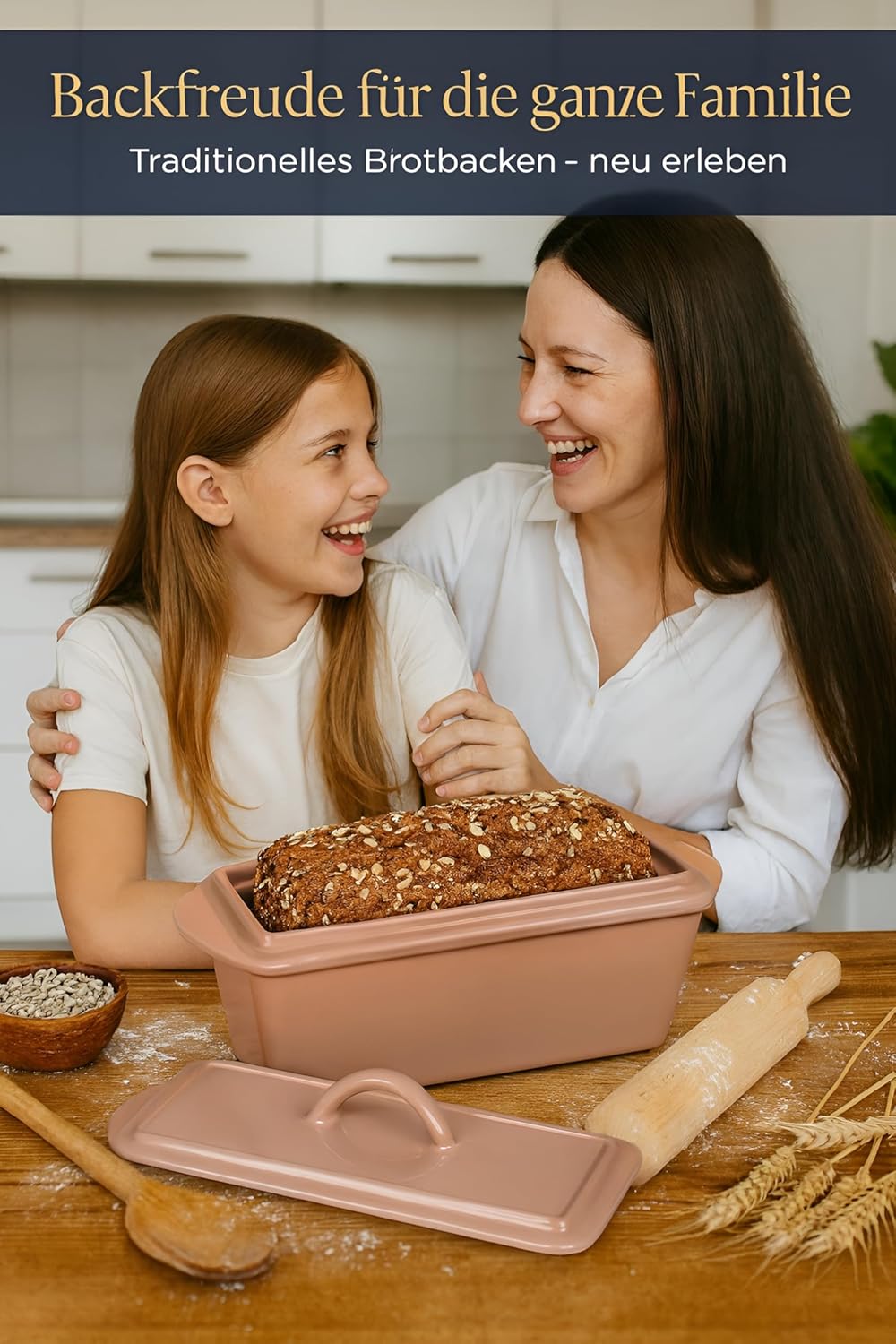 Brotbackform mit Deckel Gusseisen 3L – 28cm – Rechteckiger Bräter für Kastenbrot & Sauerteig – Email
