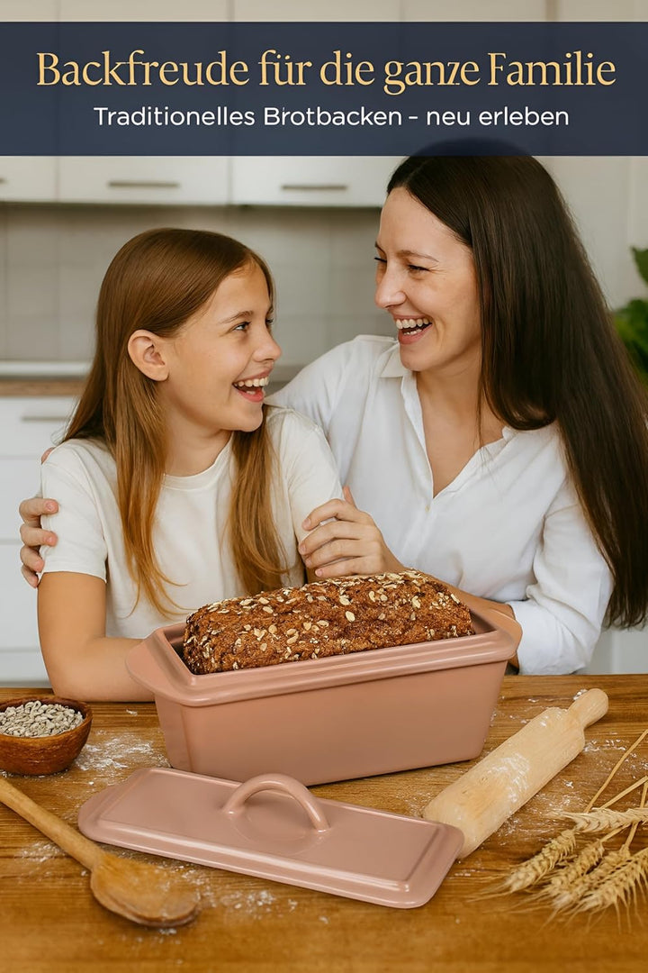 Brotbackform mit Deckel Gusseisen 3L – 28cm – Rechteckiger Bräter für Kastenbrot & Sauerteig – Email
