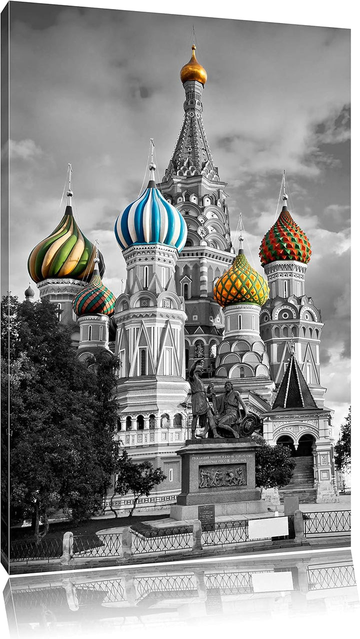 schöne Basilica in Moskau schwarz/weiss Format: 100x70 auf Leinwand, XXL riesige Bilder fertig gerah
