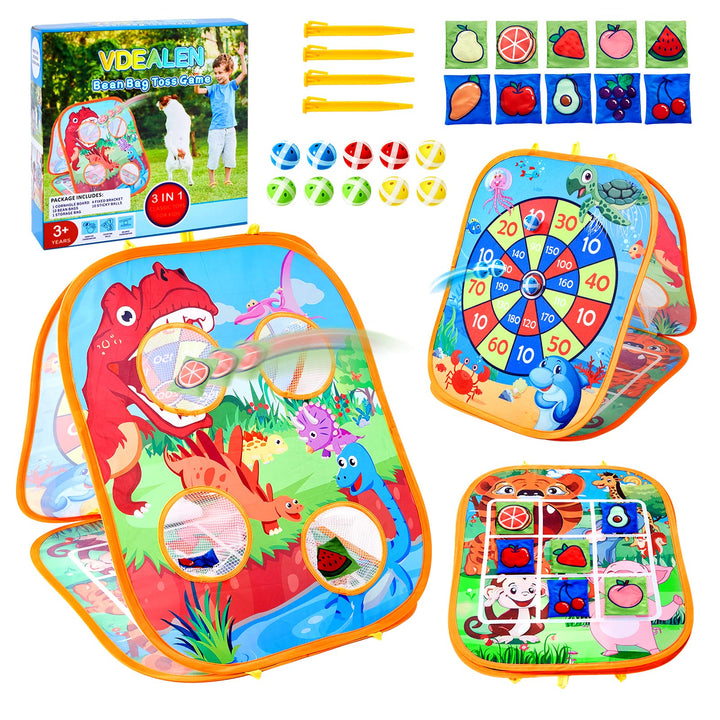 Vdealen Outdoor Sitzsack Wurfspiel Spielzeug für Kinder, 3 in 1 Cornhole Spiel für Innen Gelten für