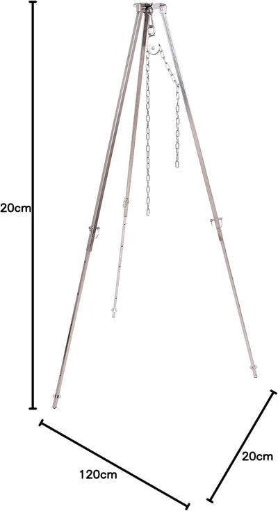 Massives Dreibein 2,00 m aus 304 Edelstahl für Schwenkgrill Gulaschkessel Kettenhöhenverstellung Ant
