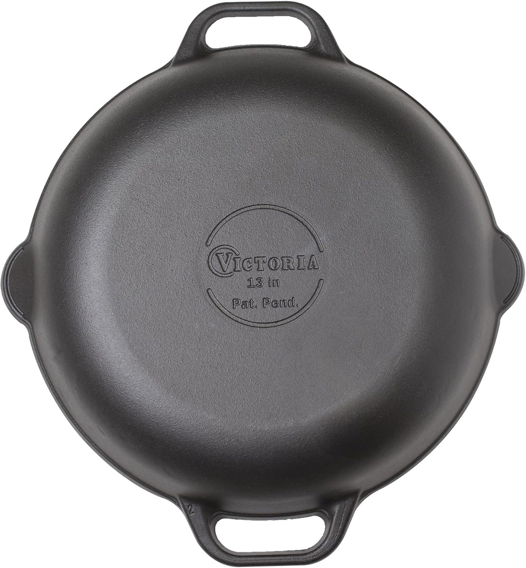 Victoria Runde Pfanne aus Gusseisen mit Doppelschlaufen-Griffen, hergestellt in Kolumbien 13 Inch, 1