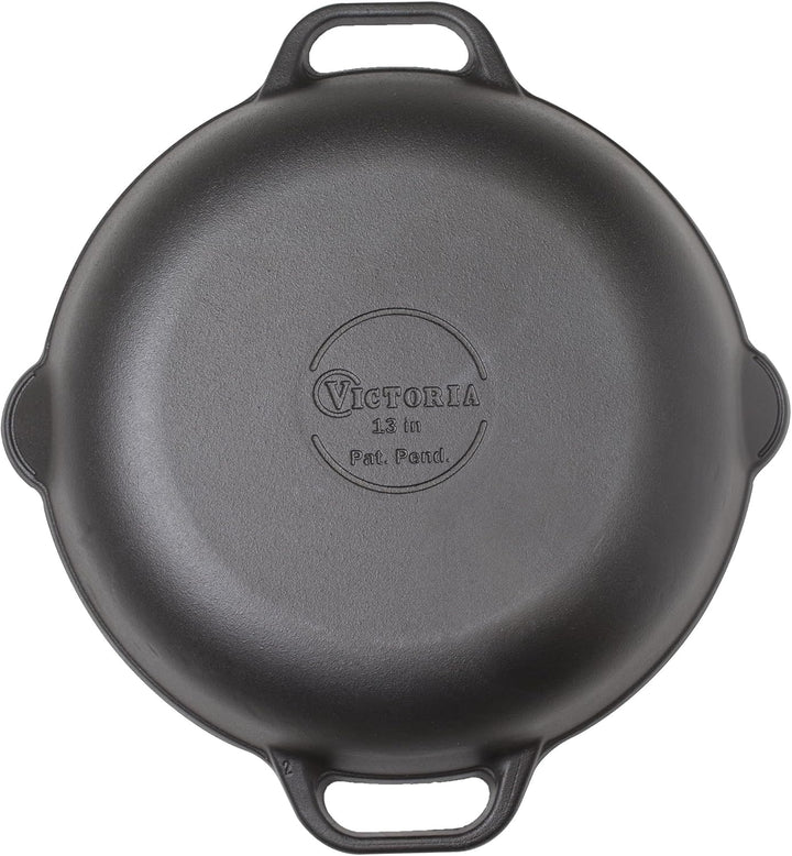 Victoria Runde Pfanne aus Gusseisen mit Doppelschlaufen-Griffen, hergestellt in Kolumbien 13 Inch, 1
