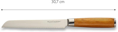 Echtwerk Damastmesser Set 3 teilig, Küchenmesser, Damaszener, Messer mit Holzgriff, Braun/Silber, 36