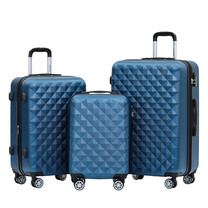 BEIBYE Zwillingsrollen 2066 Hartschale Trolley Koffer Reisekoffer Gepäck M-L-XL-Set (Blau, Set) Blau