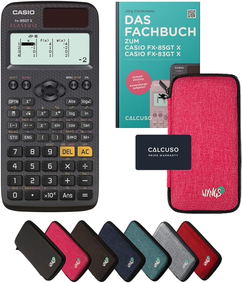 CALCUSO Standardpaket: Casio FX-85GT X Technisch-Wissenschaftlicher Taschenrechner + WYNGS Schutztas