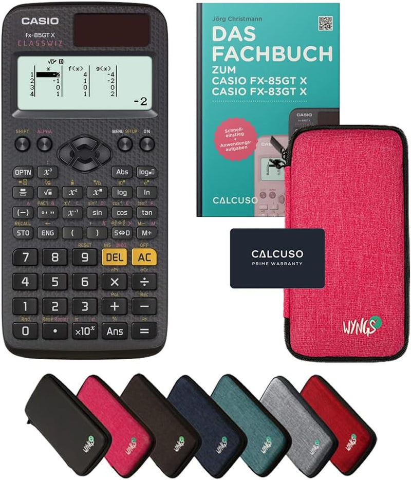 CALCUSO Standardpaket: Casio FX-85GT X Technisch-Wissenschaftlicher Taschenrechner + WYNGS Schutztas