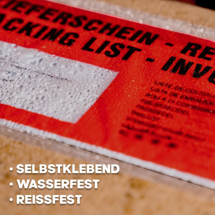 verpacking Lieferscheintaschen 22,5 x 11 cm DIN Lang Rot selbstklebende Dokumententaschen Begleitpap