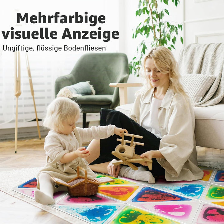 Art3d 6 Stück Flüssige Bodenfliesen Bunte Flüssigkeitsfusion sensorische Fliesen Senroy Tanzspielmat