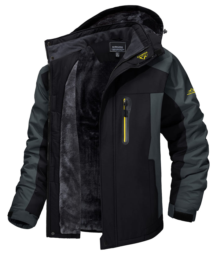MAGCOMSEN Herren Winter Fleecejacke Warme Gefüttert Skijacke Outdoor Winddicht Wasserdicht Jacke Ver