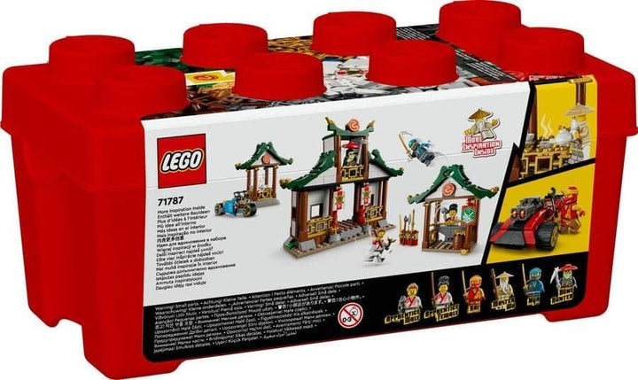 LEGO 71787 NINJAGO Kreative Ninja Steinebox, Spielzeug Aufbewahrungskiste mit Ninja-Auto und Motorra