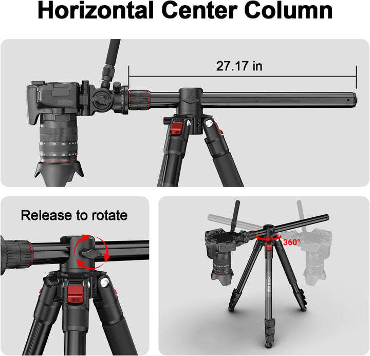 COMAN 181cm Horizontales Kamerastativ,Videostativ mit Hydraulischem Kopf,Schnellwechselplatte,Abnehm