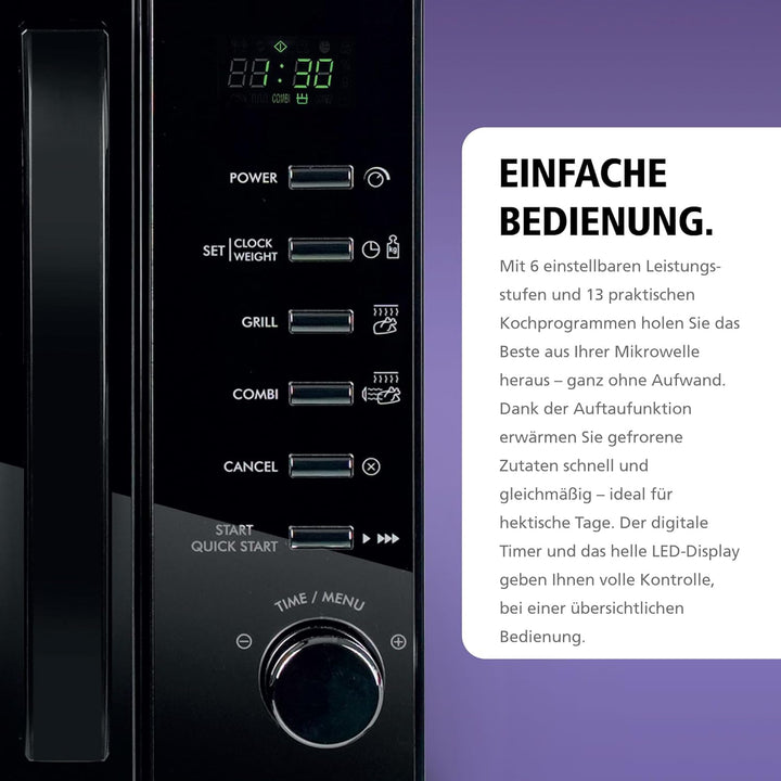 Brabantia Mikrowelle mit Grillfunktion, 20 Liter, 700W, Freistehend, 13 Automatikprogramme, 6 Leistu