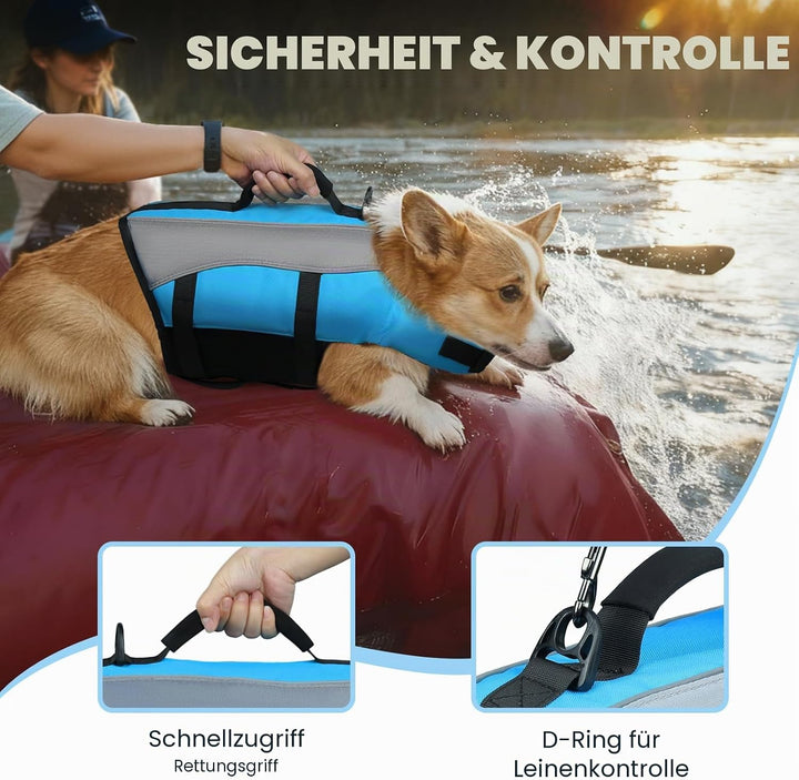 VIVAGLORY Hunde Schwimmweste mit abnehmbarem Frontauftrieb, Rettungsweste mit Reflektierenden Besätz