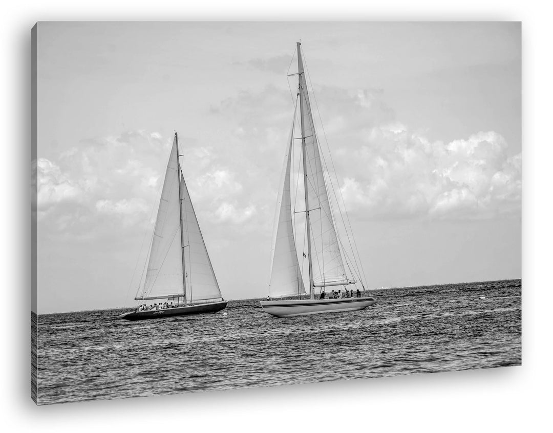 Segelboote in der Karibik Effekt: Schwarz/Weiss Format: 80x60 als Leinwandbild, Motiv fertig gerahmt