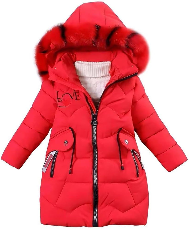 linboo Mädchen Winterjacke Kinder Wintermantel Dicke Steppjacke Lange Warme Parka Baumwolljacke Outd