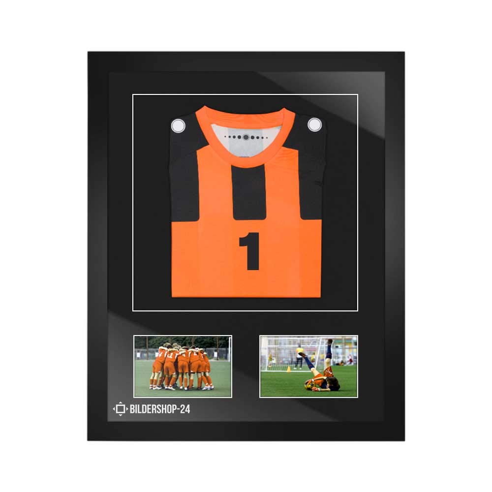 Bilderrahmen Trikotrahmen stabil RahmBig Schwarz 50 X 70 cm Rahmen für Trikots, Sport Shirts + Passe