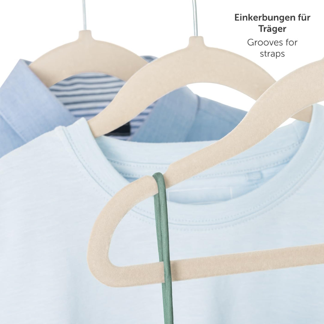 Laleni Kinderkleiderbügel 30 Stück mit Samtbezug - platzsparende Kleiderbügel Kinder - 360° drehbare