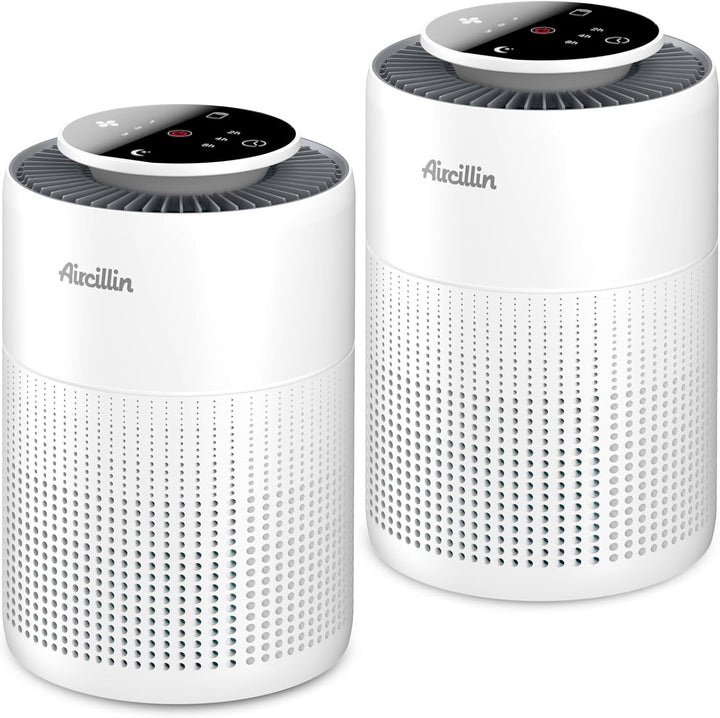 Aircillin 2 Stück Luftreiniger für Allergiker mit 4-Stufig H13 HEPA Filter, 765 Sq Ft Abdeckung Max,