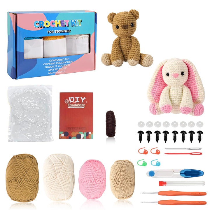 Jinfanshurich Häkelset für Anfänger, Komplettes Crochet Set mit Videoanleitung, Einfaches DIY Häkelt