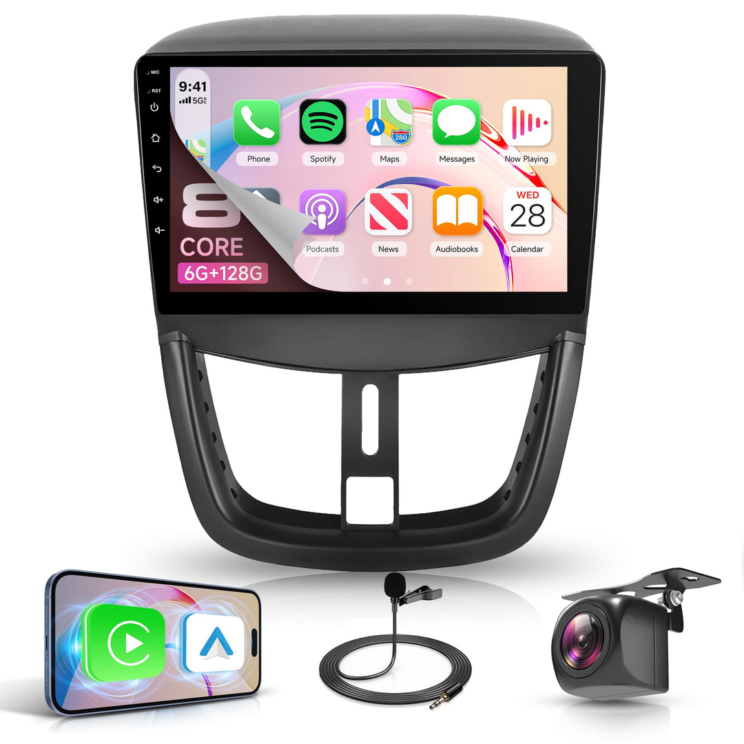 Rimoody 8 Core 6G+128G Autoradio für Peugeot 207 2006-2015 Carplay Wireless 9" Radio Auto Android 15
