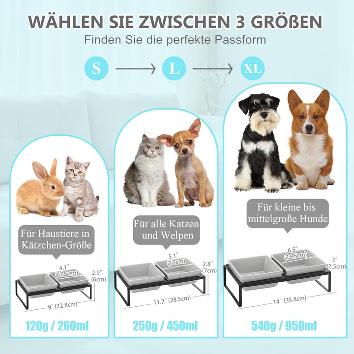 HCHLQLZ Hundenapf Keramik - Futternapf Hund Erhöht - Fressnapf für Mittelgrosse Hunde - Doppel Napf