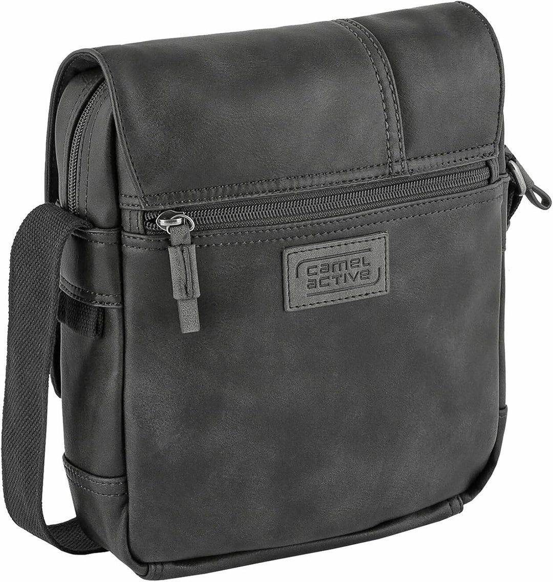 camel active Herren Laos Umhängetasche mit verstellbarem Schulterriemen 21x7x27 Schwarz, 21x7x27 Sch