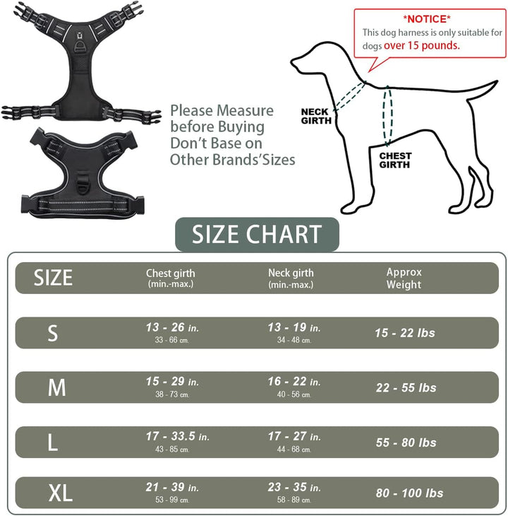 Hundegeschirr No-Pull für Kleine, Grosse und Mittelgrosse Hunde - Weich, Atmungsaktiv, Einstellbar,