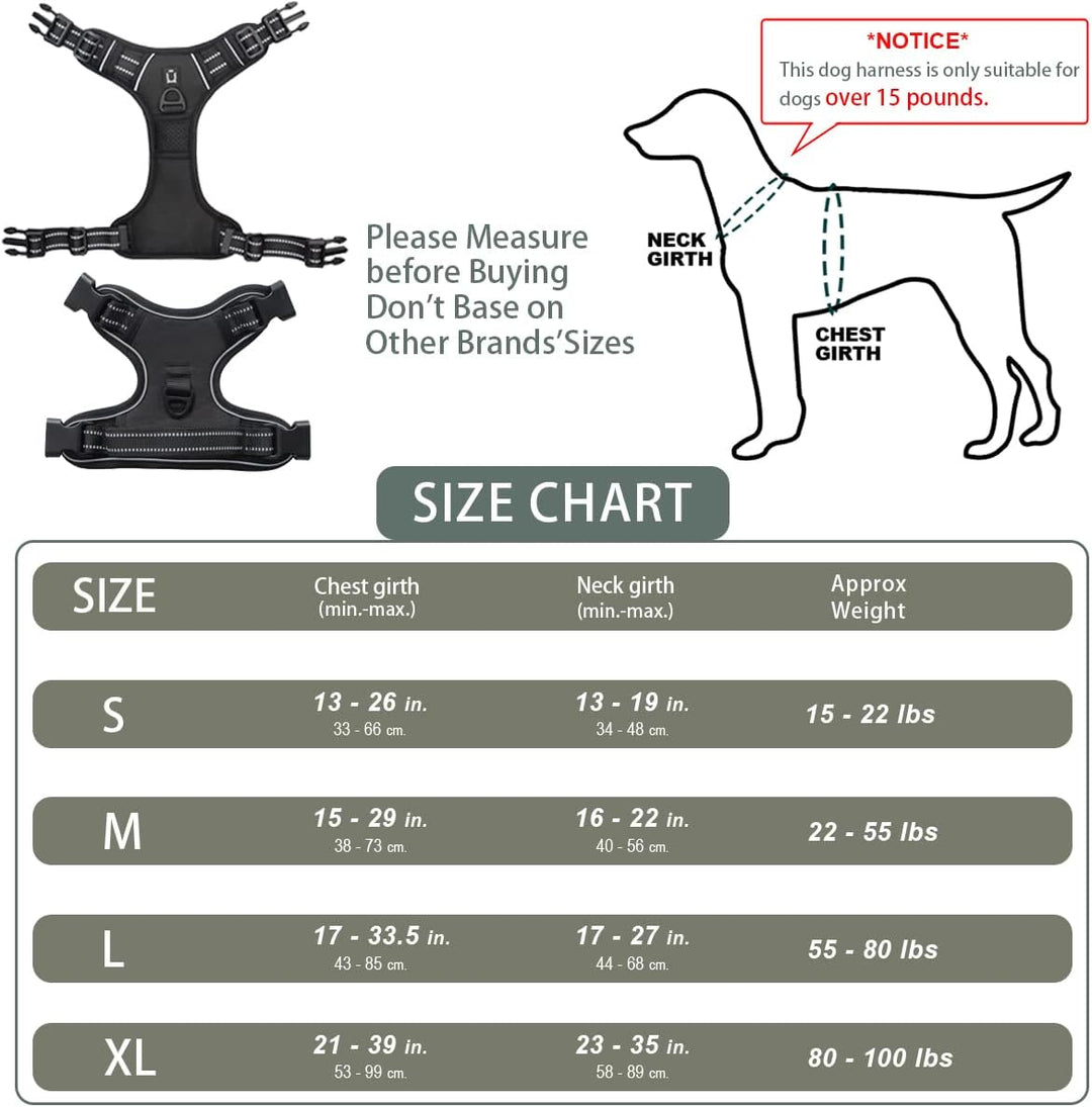 Hundegeschirr No-Pull für Kleine, Grosse und Mittelgrosse Hunde - Weich, Atmungsaktiv, Einstellbar,