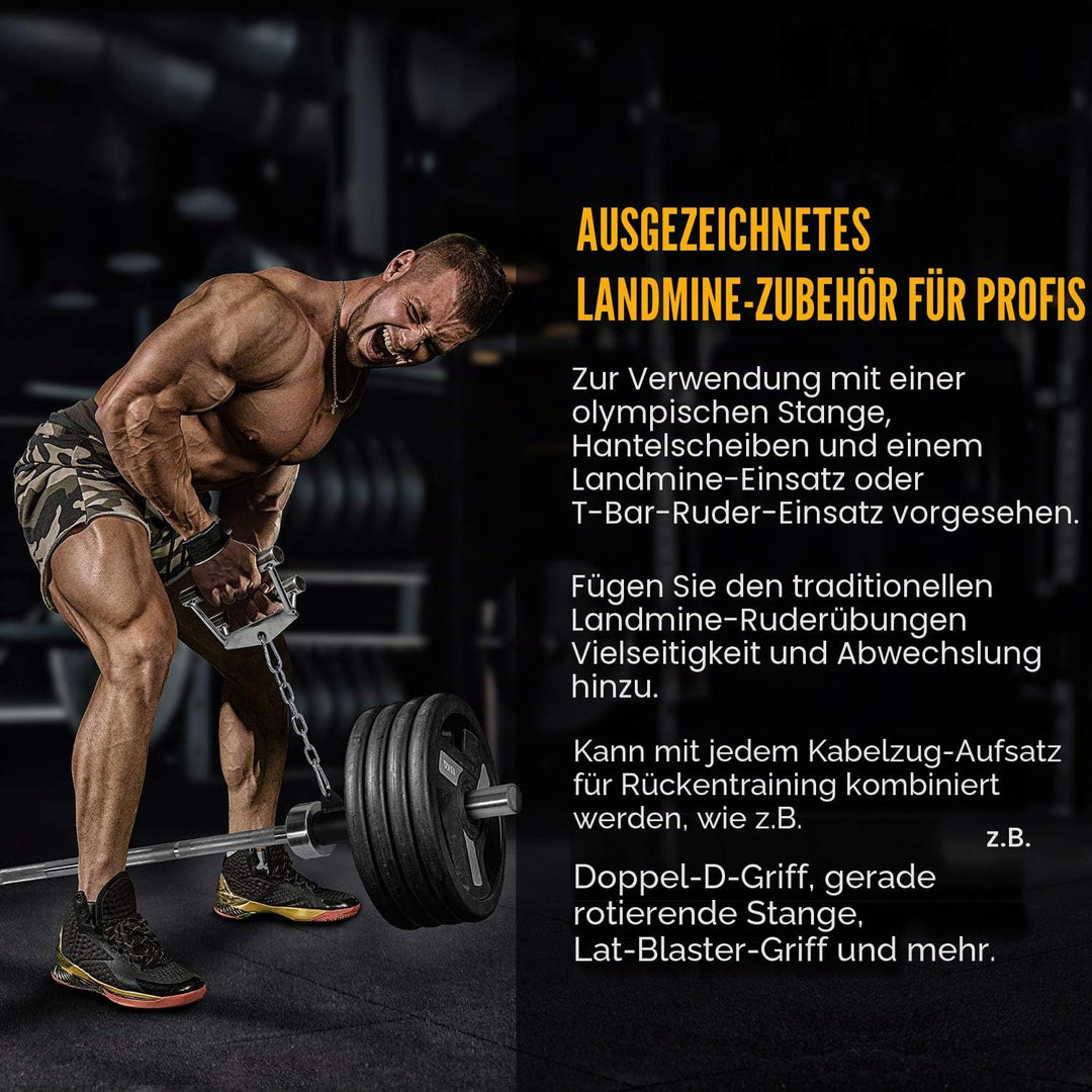 Yes4All Barbell Bomb, T Bar 4 handgrepen verstelbaar & enkele arm landmine handvat (2,87 inch) - pas