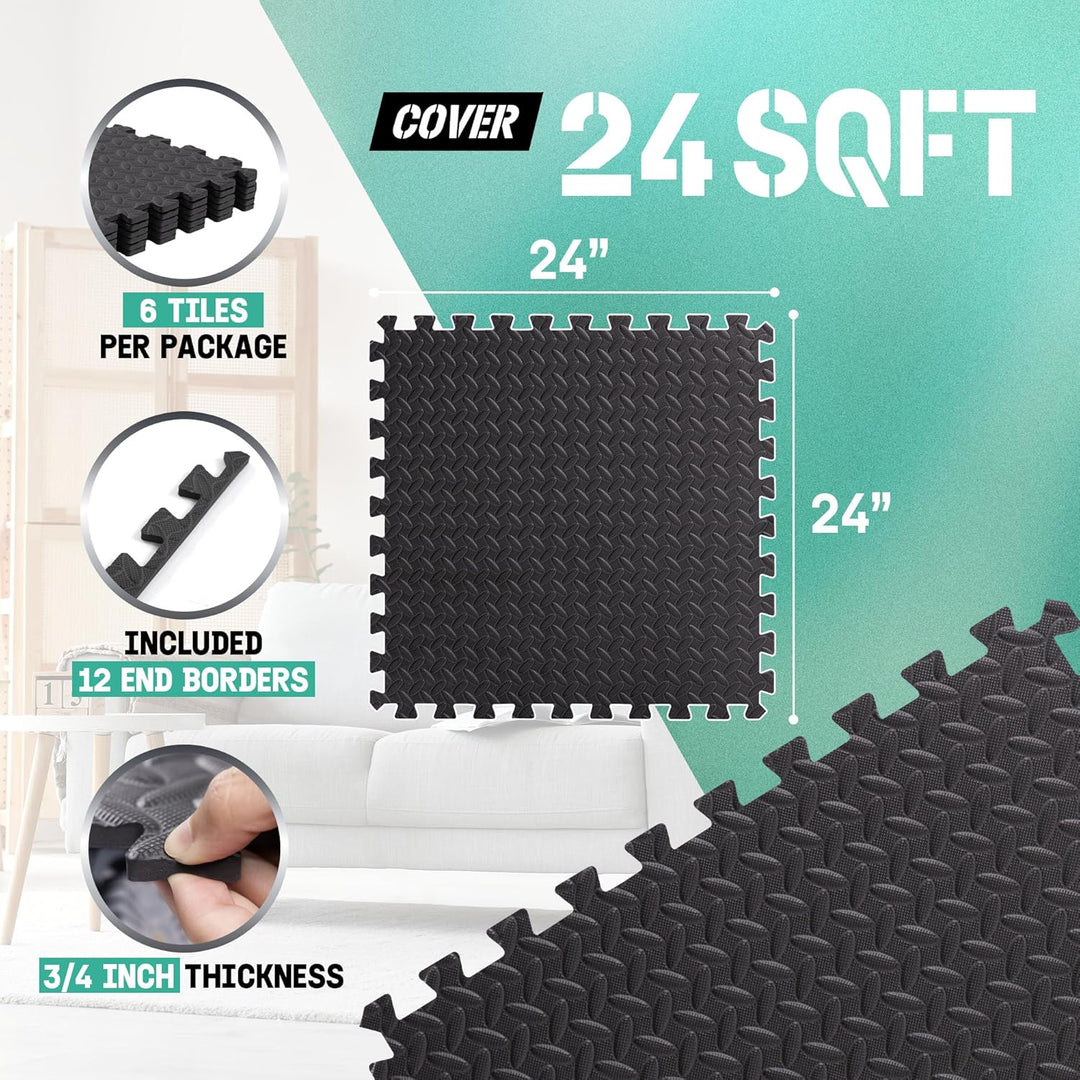 Yes4All Dickere EVA-Schaum-Puzzle-Übungsmatten 1,9 cm und 2,5 cm für Heim-Fitness-Workout – ineinand