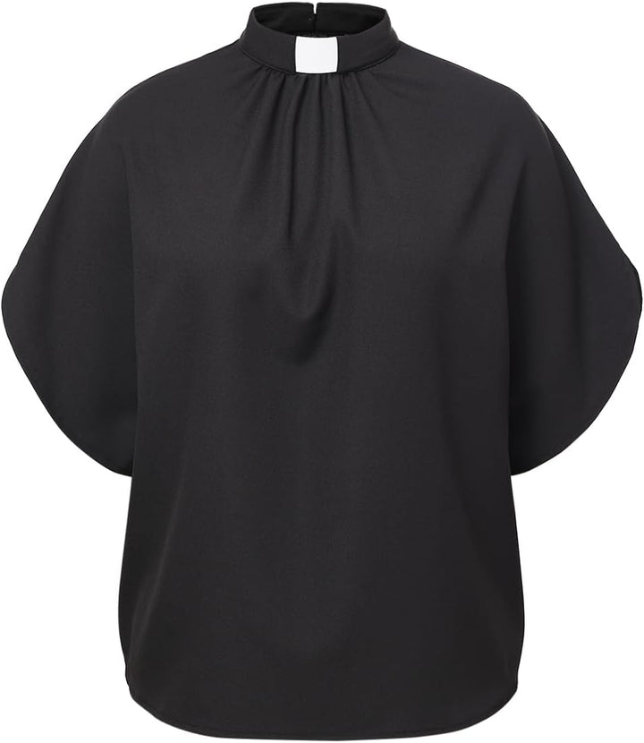 CAMDOM Damen-Bluse, Kirchenhemd, Schlaufenkragen, plissiert, Fledermausärmel, Bluse M Weiss, M Weiss