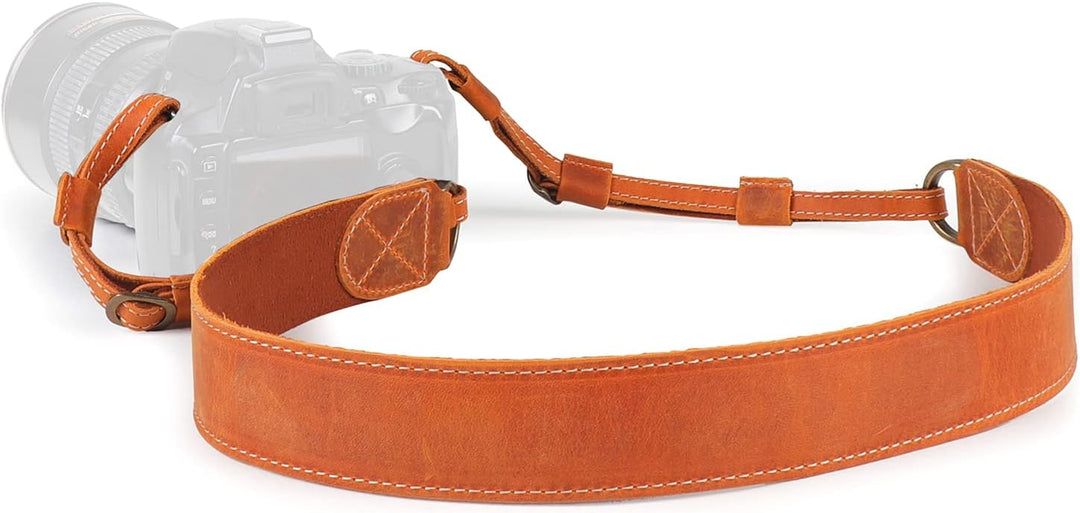 MegaGear MG1999 SLR, DSLR Schulter- oder Nackengurt aus echtem Leder (Kamel), Einheitsgrösse Camello