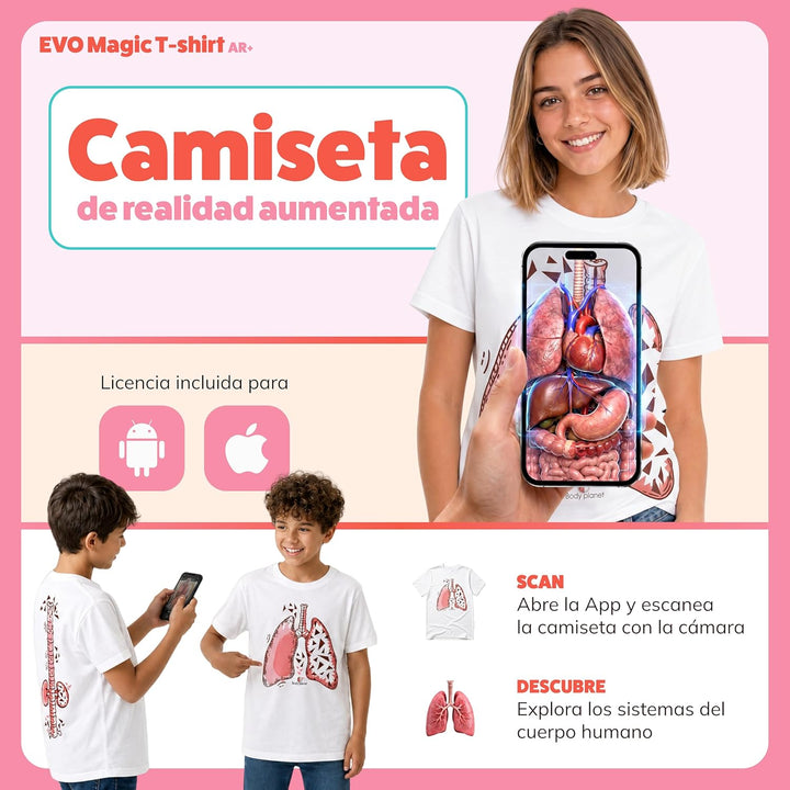 AR+ Body Planet Magic T-Shirt EVO (L) Pädagogisches Augmented Reality T-Shirt