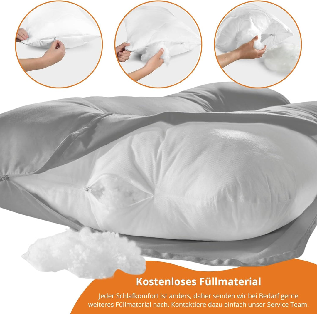 sleepling Schwangerschaftskissen Seitenschläferkissen, Bodypillow U-Form Kissen Bezug Mikrofaser (ab