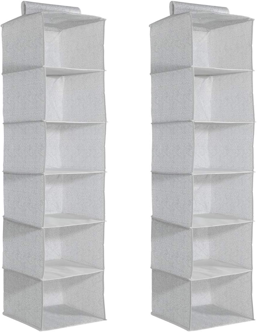 Navaris 2er Set Stoffregal Kleiderschrank Organizer - 2X 6 Fächer Hängeregal aus Stoff für Kleidersc