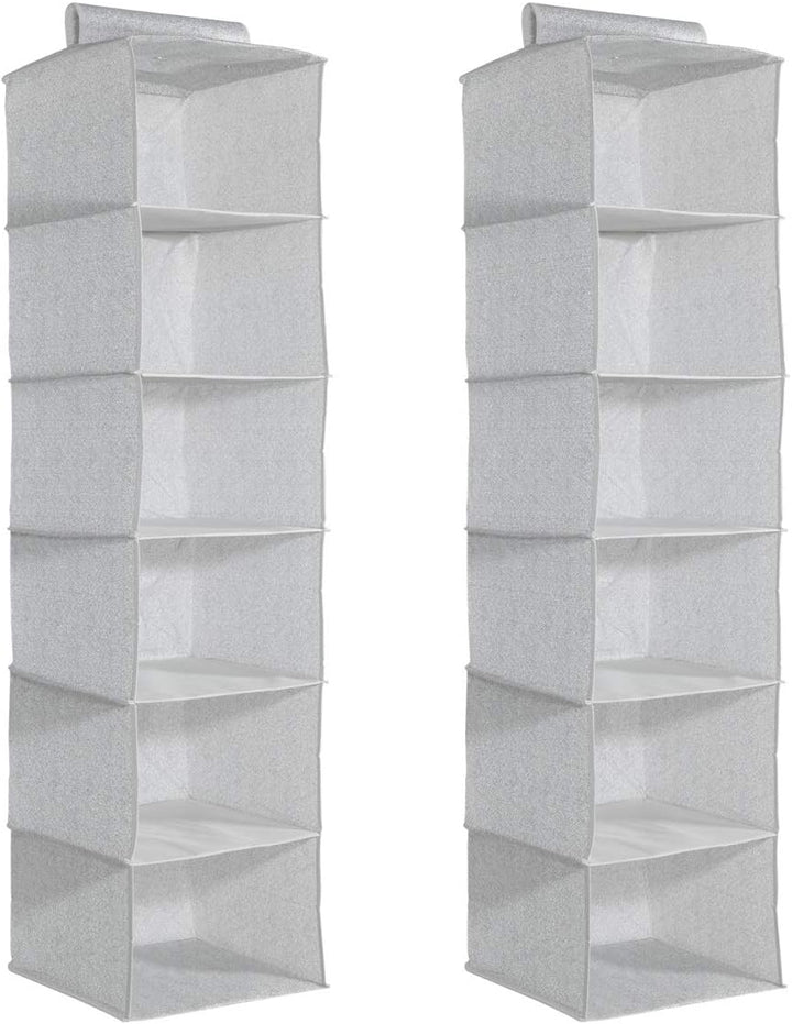 Navaris 2er Set Stoffregal Kleiderschrank Organizer - 2X 6 Fächer Hängeregal aus Stoff für Kleidersc