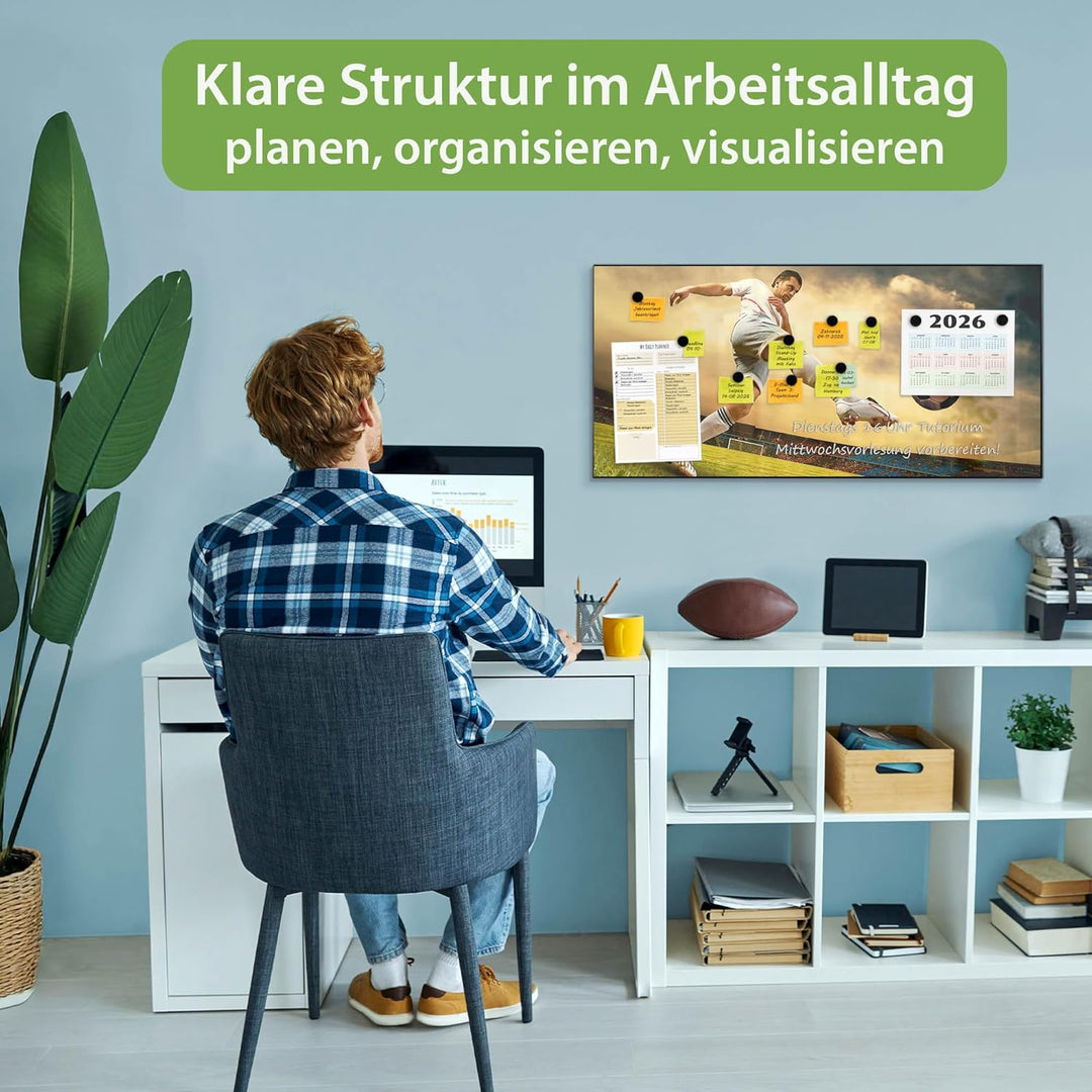 banjado Magnettafel schwarz 78 x 37cm / Magnetwand Metall/Magnetpinnwand als Memoboard/Pinnwand Magn