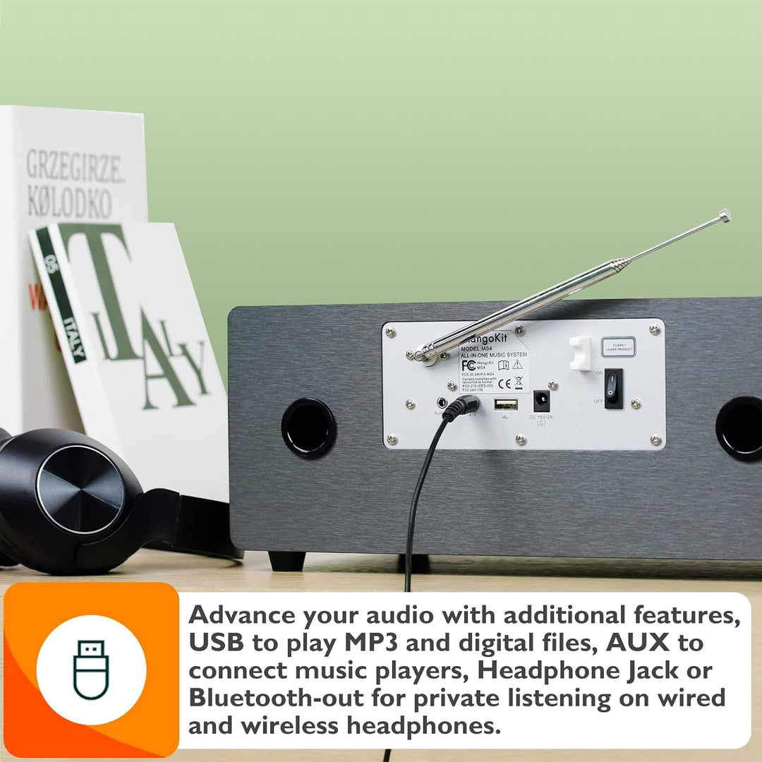 MS4 CD-Player,DAB Radio HiFi-System,Bluetooth,Stereo,Schwarz | Peak 100W Lautsprecher, akustisches H