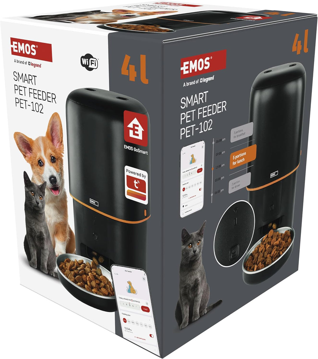 EMOS - GoSmart Futterautomat 4 l - WLAN Pet Care Futterspender mit App - Trockenfutter Automat für K