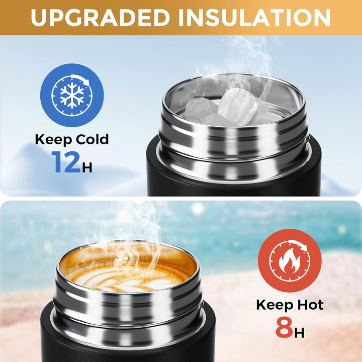【Upgrade-Version】Exllena Mini Thermosflasche 350ml mit Edelstahl-Deckel, Trinkflasche Klein Doppelwa